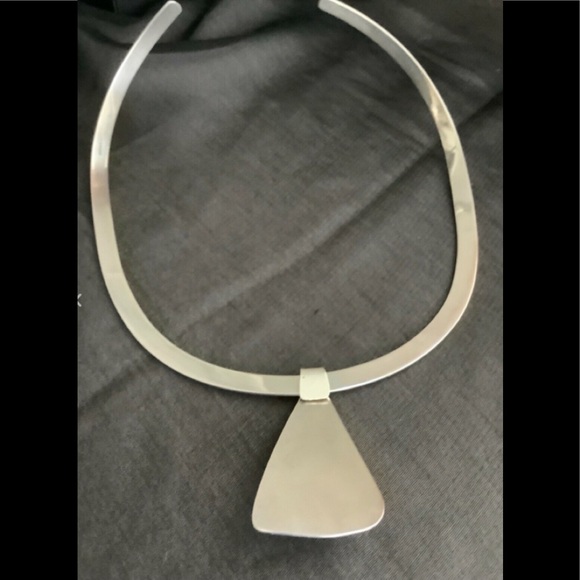 Vintage sterling silver Sodalite Pendant & Choker - Picture 8 of 12